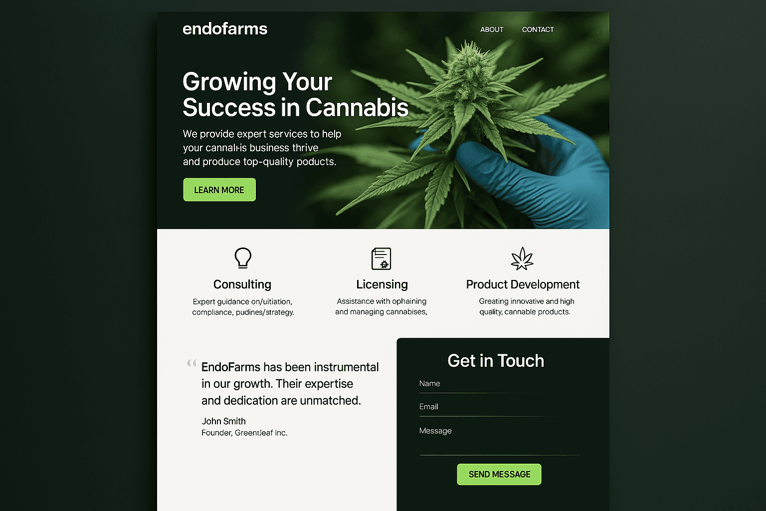 endofarms.com website mockup